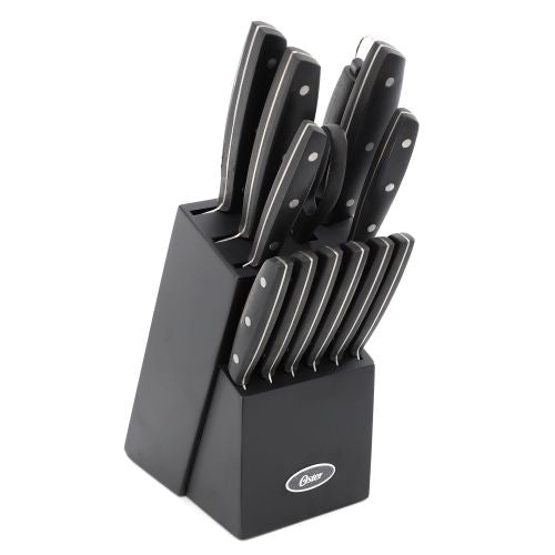 Juego de cuchillos de 14 piezas de acero inoxidable con bloque de almacenamiento de madera Oster Riggins