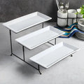 Soporte para pasteles de cerámica blanca de 3 niveles de Gracious Dining con rejilla Gibson Elite