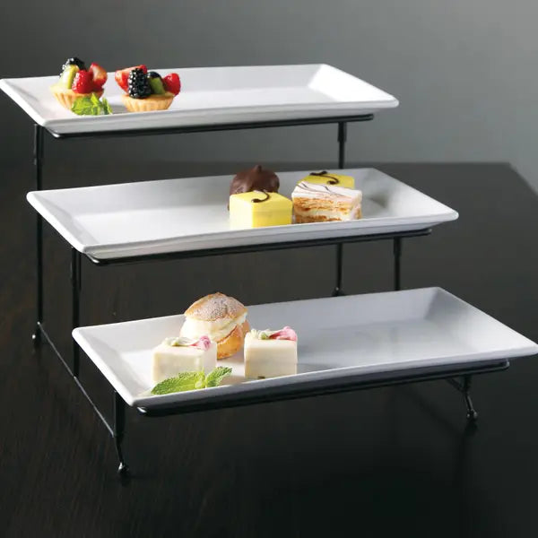 Soporte para pasteles de cerámica blanca de 3 niveles de Gracious Dining con rejilla Gibson Elite