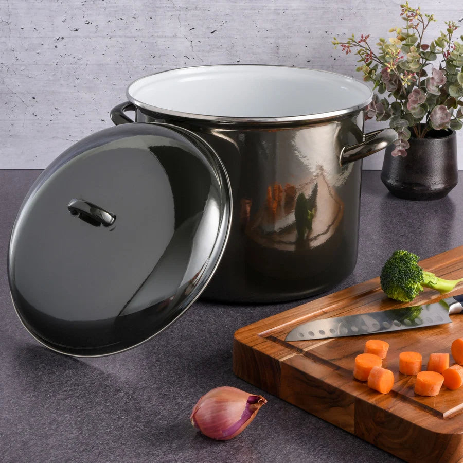 Olla de acero esmaltado con tapa de 11 L