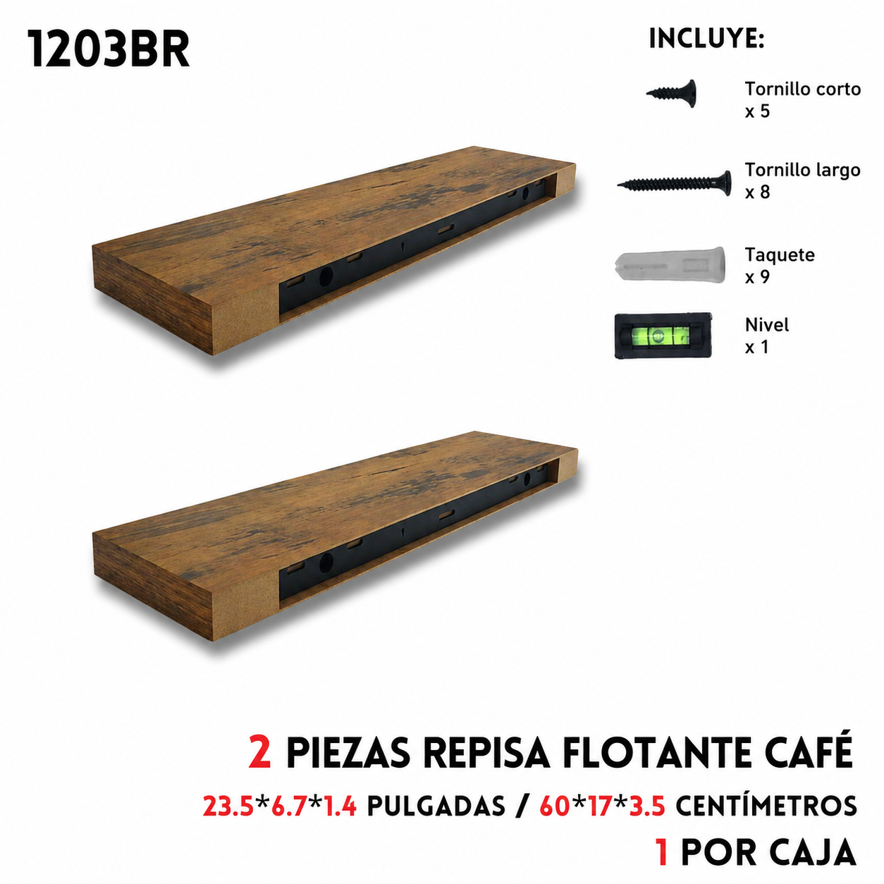 Repisa de 2 piezas de madera, varios colores