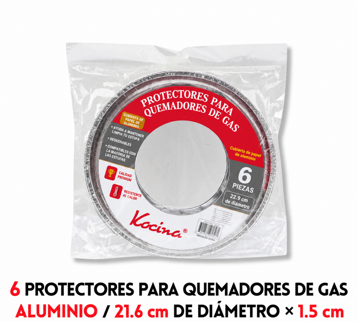 6 Protectores para quemadores de gas de aluminio