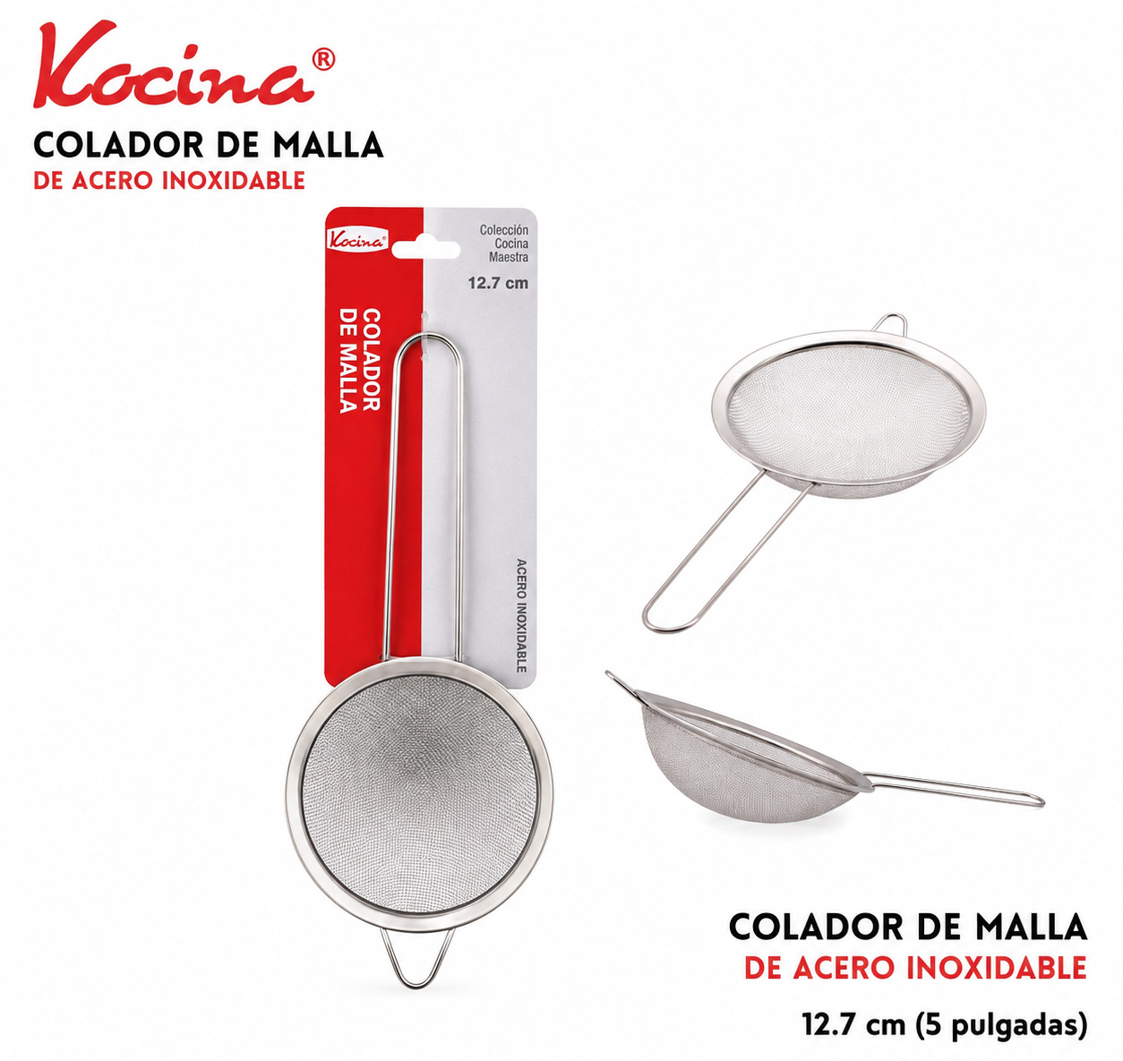 Colador de malla de acero inoxidable