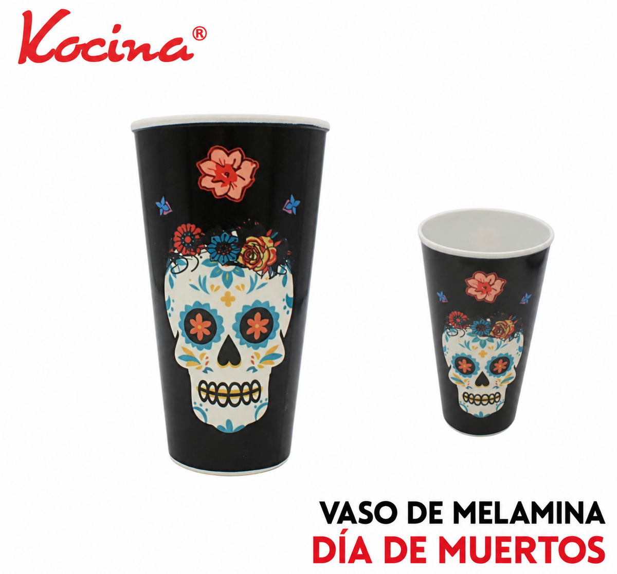 Vaso de melamina día de muertos