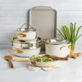 Juego de utensilios de cocina antiadherentes Hy-Vee Seasons de 16 piezas en lino