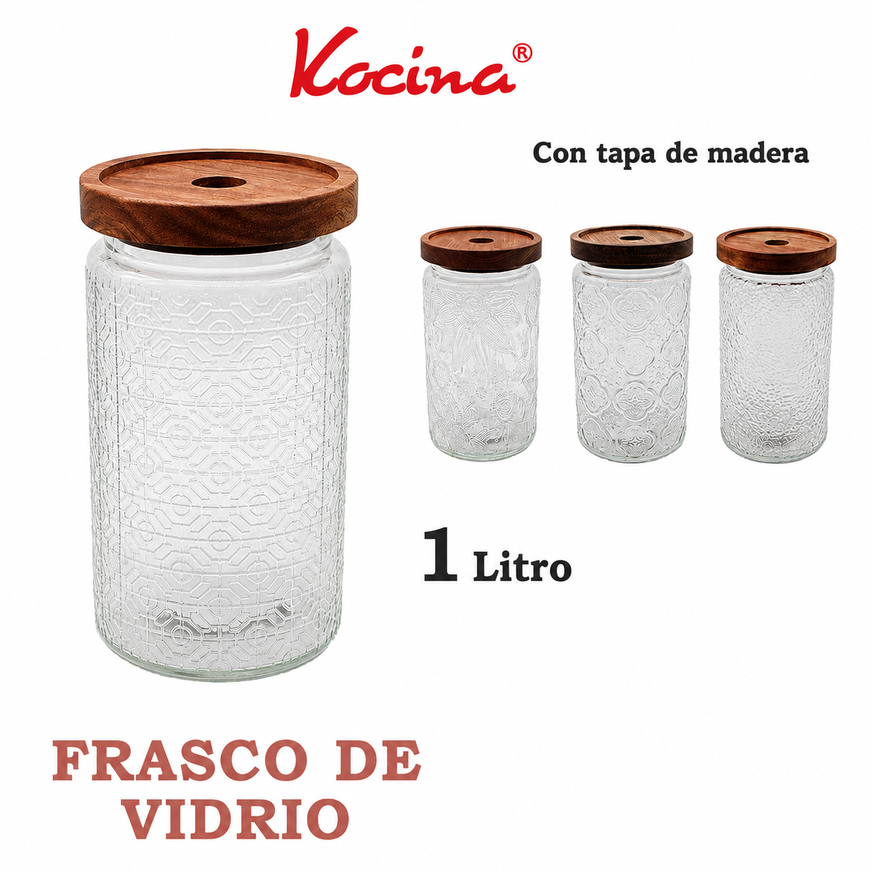 Brocal de vidrio con tapa de bambú