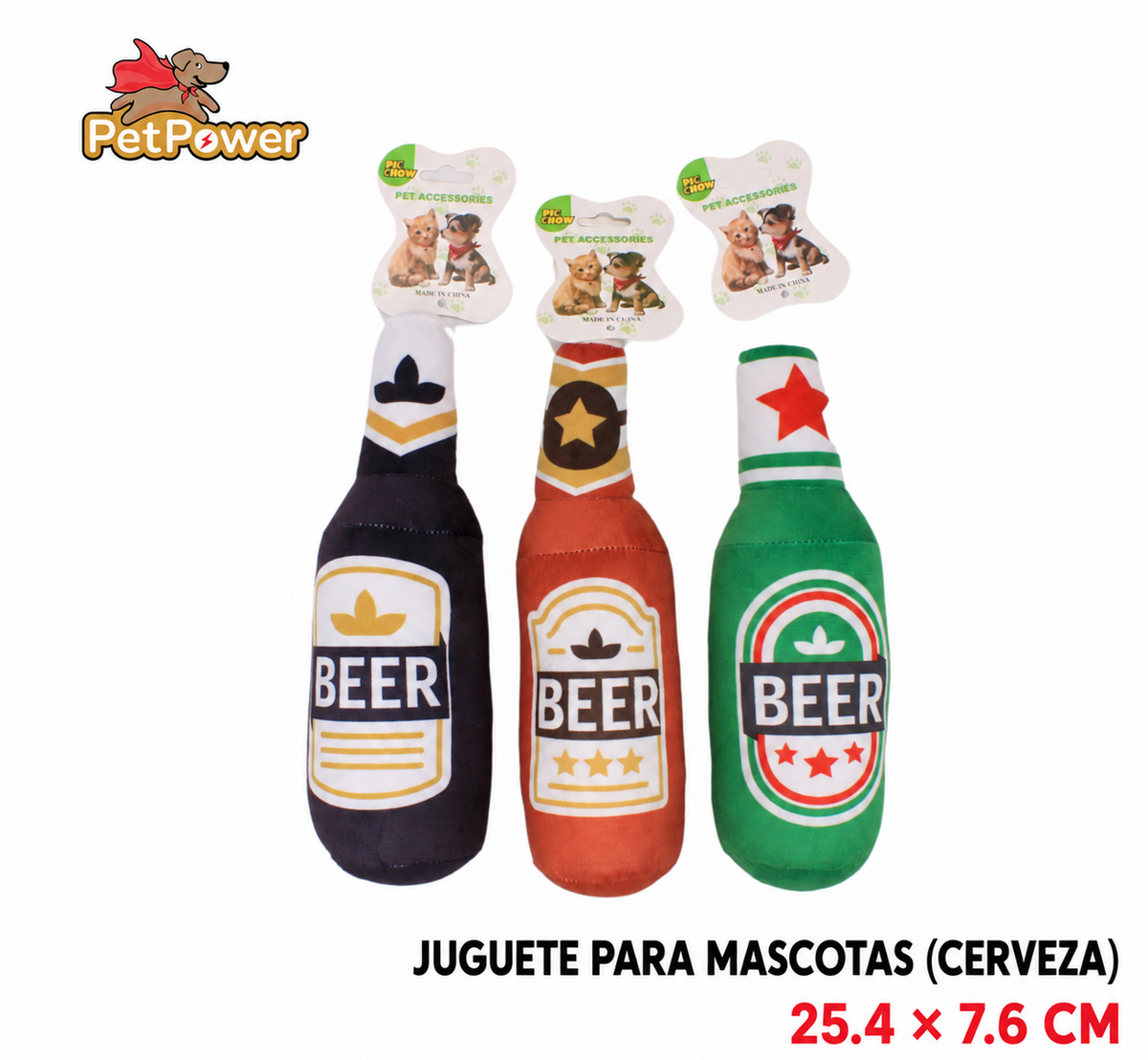 Juguete para mascota con forma de cerveza