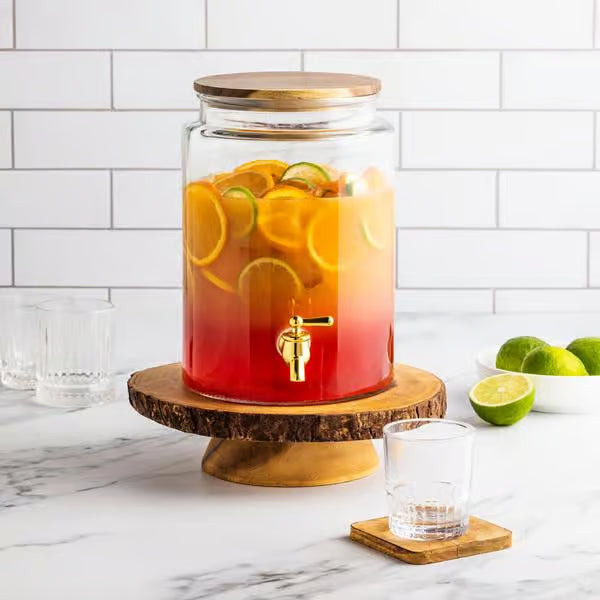 Dispensador de bebidas de vidrio Hy-Vee Seasons de 4.9 litros