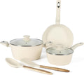 Juego de utensilios de cocina de aluminio forjado Gibson Home Plaza Café de 7 piezas en lino