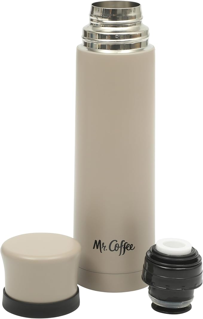 Botella térmica de acero inoxidable Mr. Coffee Silverleaf de 680 ml de doble pared con taza de viaje - Varios colores