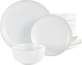 Vajilla cerámica Rockaway blanca de 12 piezas Gibson Home