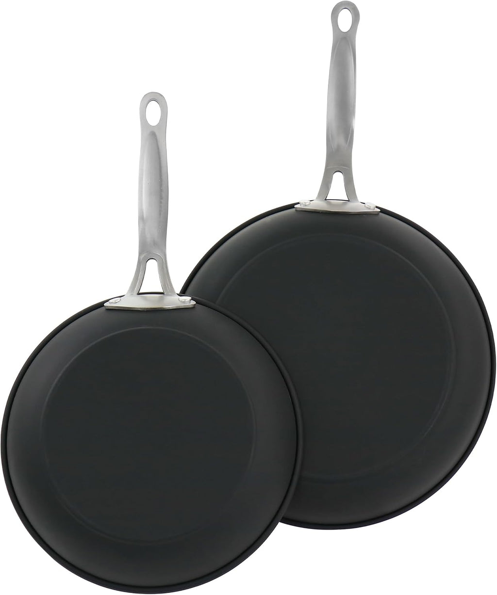 Juego de 2 sartenes antiadherentes de acero al carbono en cobre Gibson Home Chestnut