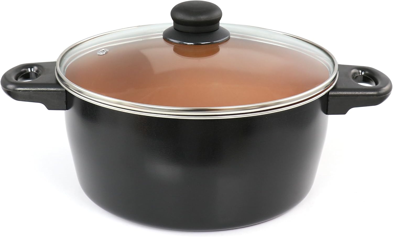 Juego de utensilios de cocina antiadherentes de acero al carbono Gibson Home Armada de 7 piezas en negro y cobre