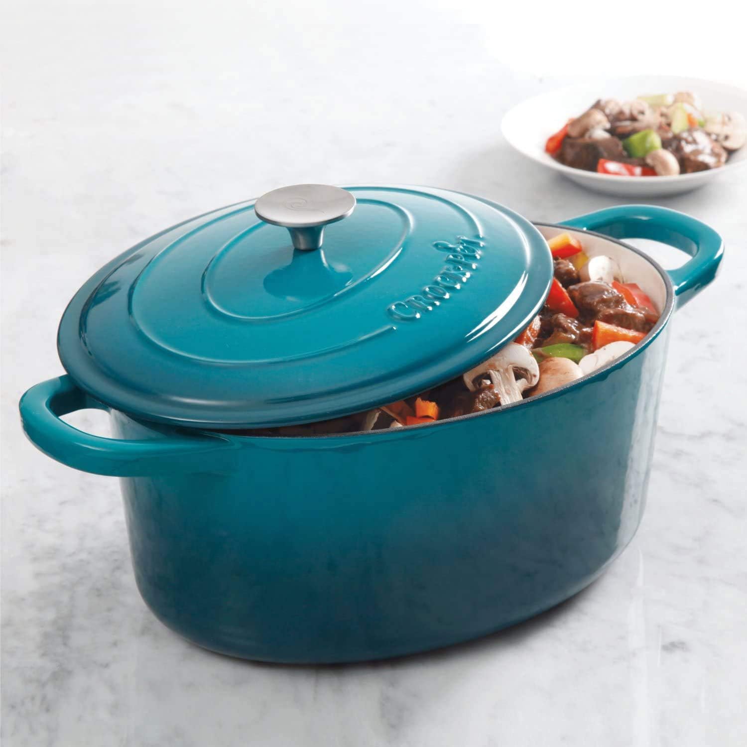 Olla de hierro fundido esmaltada turquesa con tapa Crockpot 6.6 l