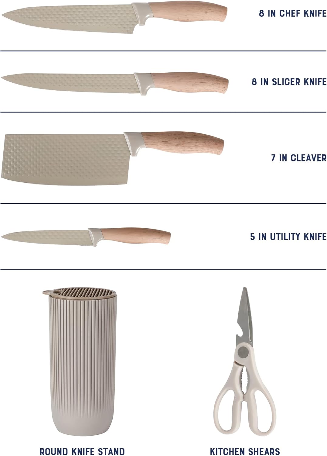 Juego de bloque con cuchillos de cocina de 6 piezas Oster Gunderson