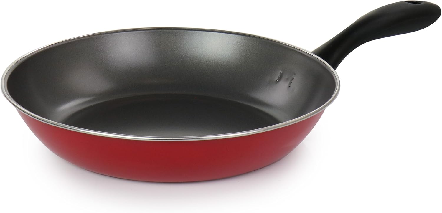 Juego de utensilios de cocina antiadherentes de acero al carbono Gibson Home Armada de 7 piezas en color rojo