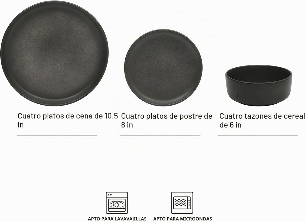 Juego de vajilla de cerámica de cerámica de 12 piezas Gibson Elite Pasco