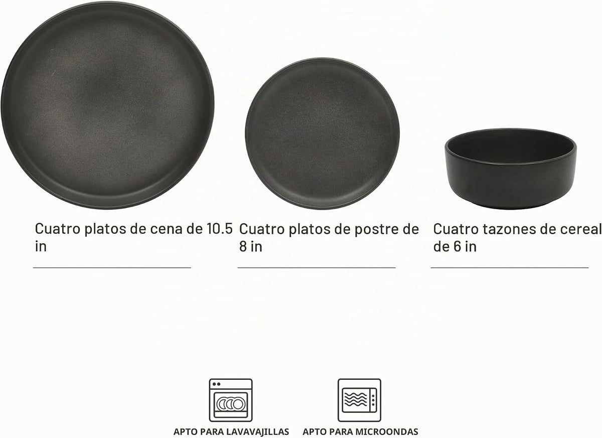 Juego de vajilla de cerámica de cerámica de 12 piezas Gibson Elite Pasco