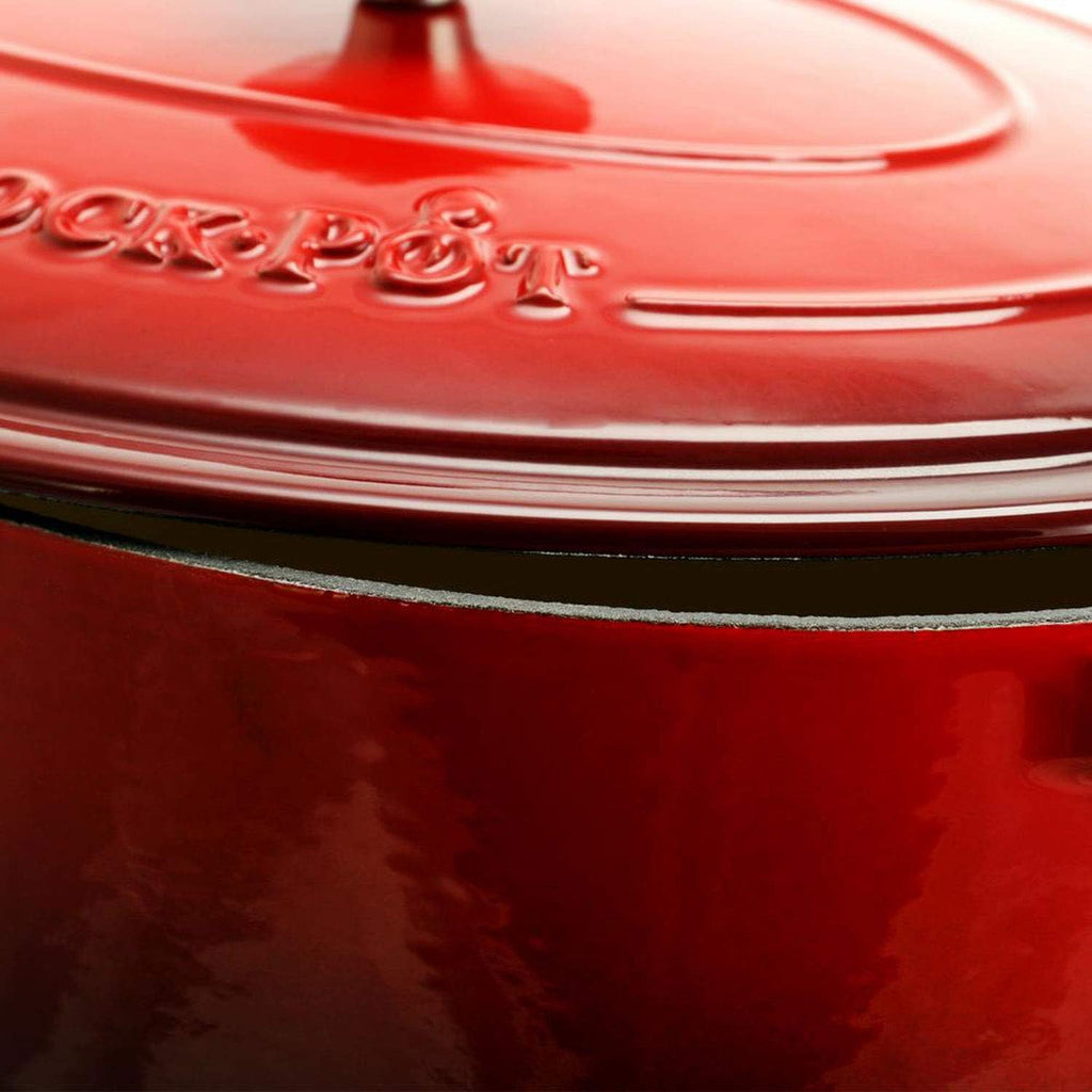 Olla de hierro fundido esmaltada roja con tapa Crockpot 6.6