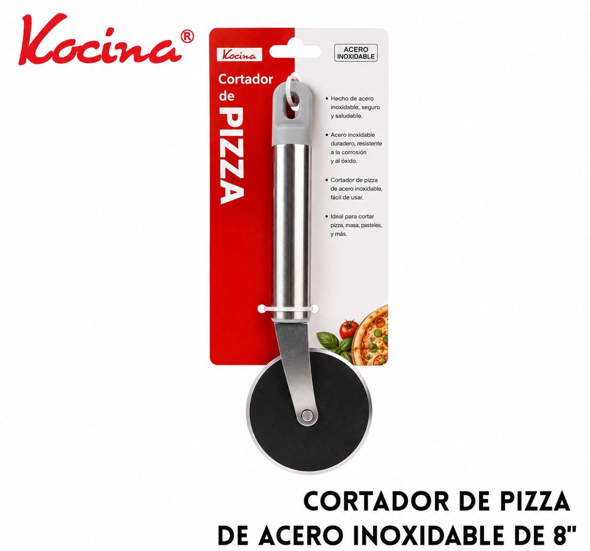 Cortador de pizza de acero inoxidable de 20.3 cm