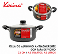 Olla de aluminio antiadherente con tapa de vidrio 4.3 l