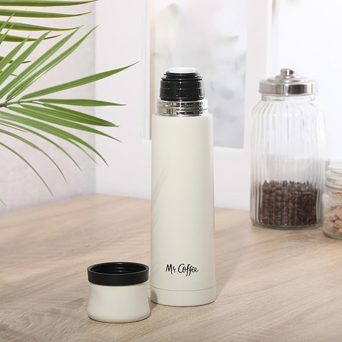 Botella térmica de acero inoxidable Mr. Coffee Silverleaf de 680 ml de doble pared con taza de viaje - Varios colores