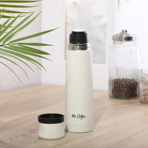 Botella térmica de acero inoxidable Mr. Coffee Silverleaf de 680 ml de doble pared con taza de viaje - Varios colores