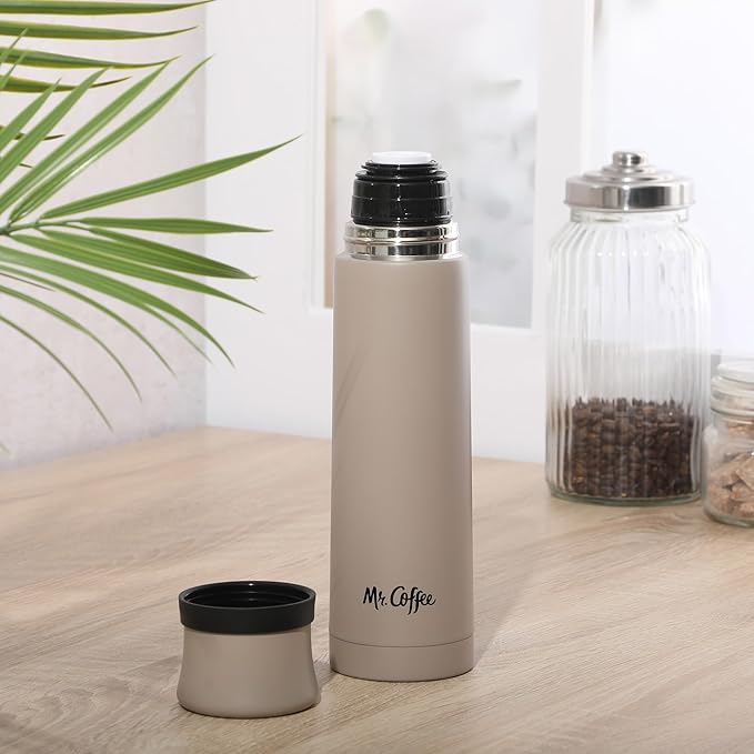 Botella térmica de acero inoxidable Mr. Coffee Silverleaf de 680 ml de doble pared con taza de viaje - Varios colores