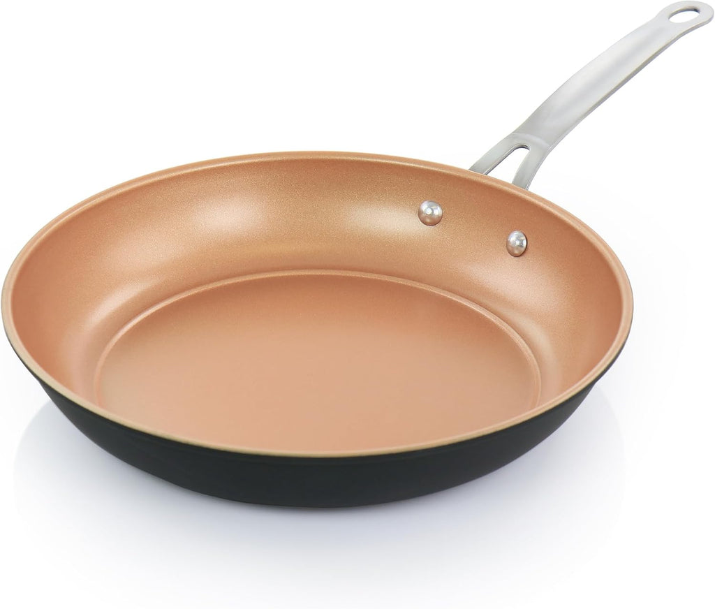 Juego de 2 sartenes antiadherentes de acero al carbono en cobre Gibson Home Chestnut