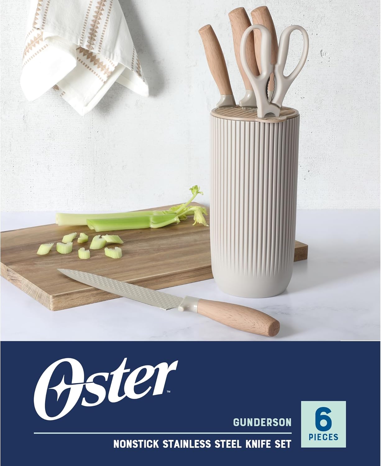 Juego de bloque con cuchillos de cocina de 6 piezas Oster Gunderson