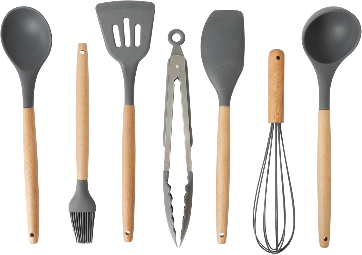 Set de utensilios para cocina de madera y silicona Gibson Home 7 piezas
