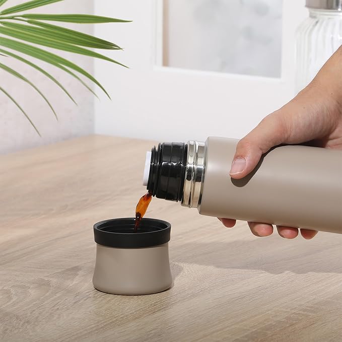 Botella térmica de acero inoxidable Mr. Coffee Silverleaf de 680 ml de doble pared con taza de viaje - Varios colores