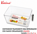 Contenedor transparente para refrigerador con mango organizador