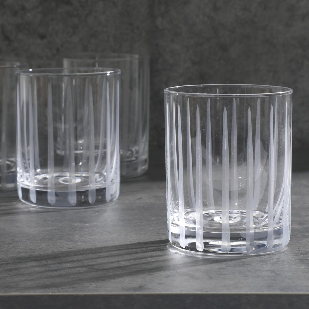 Babish 4 vasos de 414 ml DOF Old Fashioned para beber y whisky, cristal transparente grabado a mano
