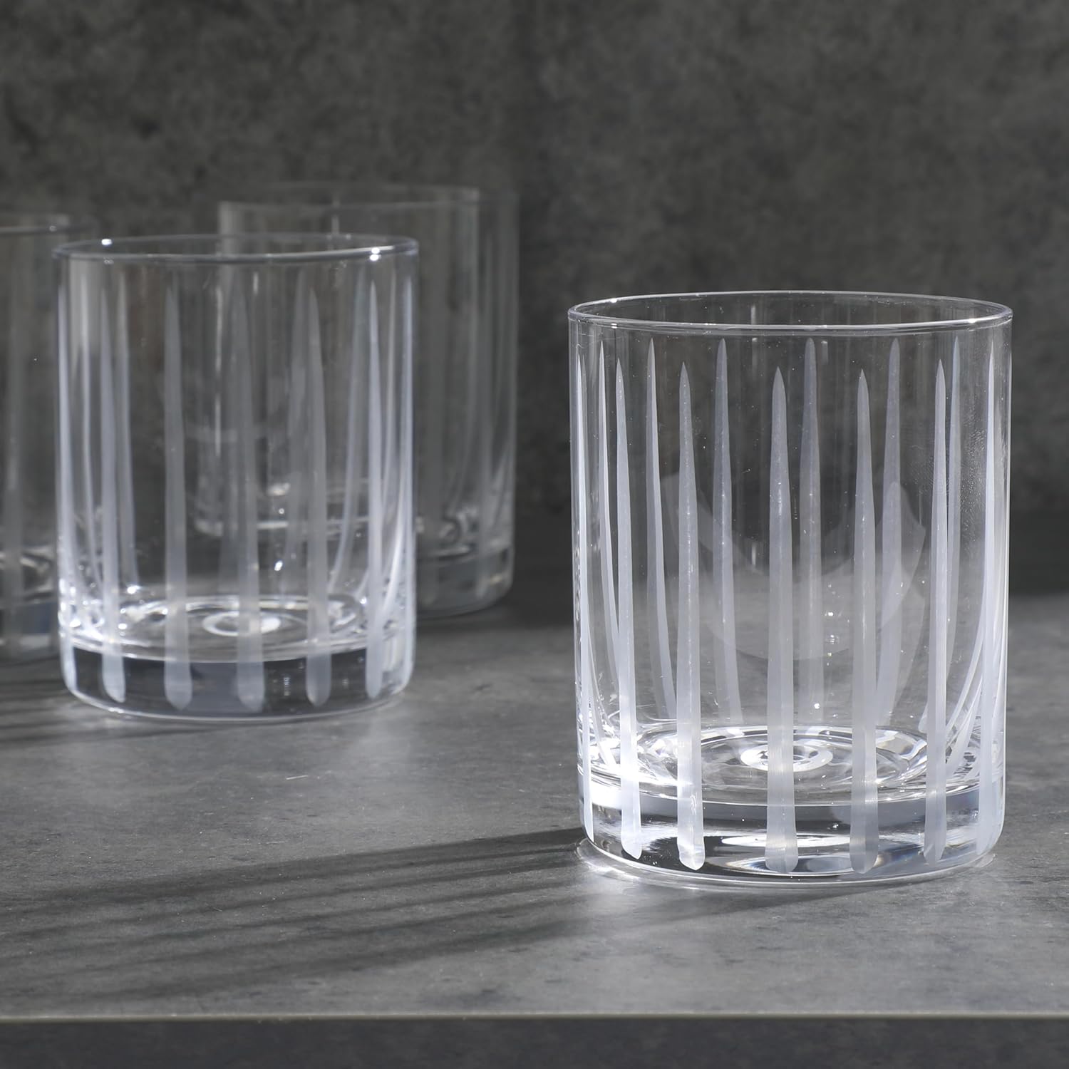 Babish 4 vasos de 414 ml DOF Old Fashioned para beber y whisky, cristal transparente grabado a mano