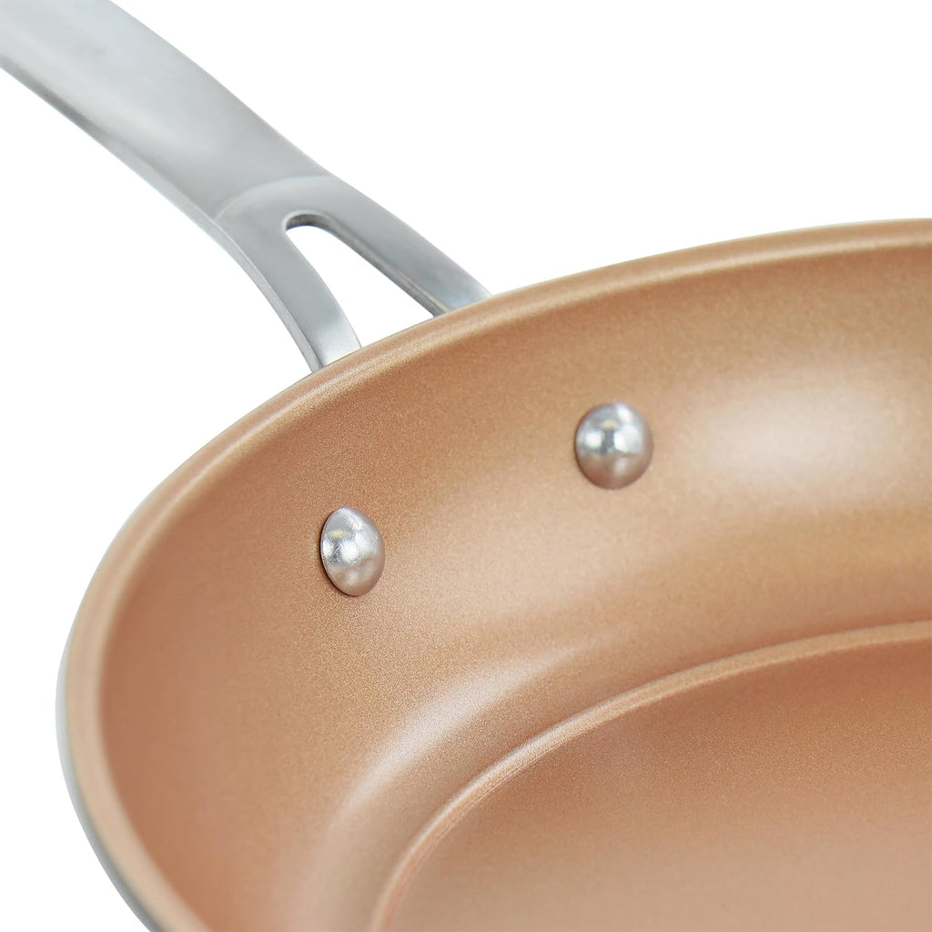 Juego de 2 sartenes antiadherentes de acero al carbono en cobre Gibson Home Chestnut