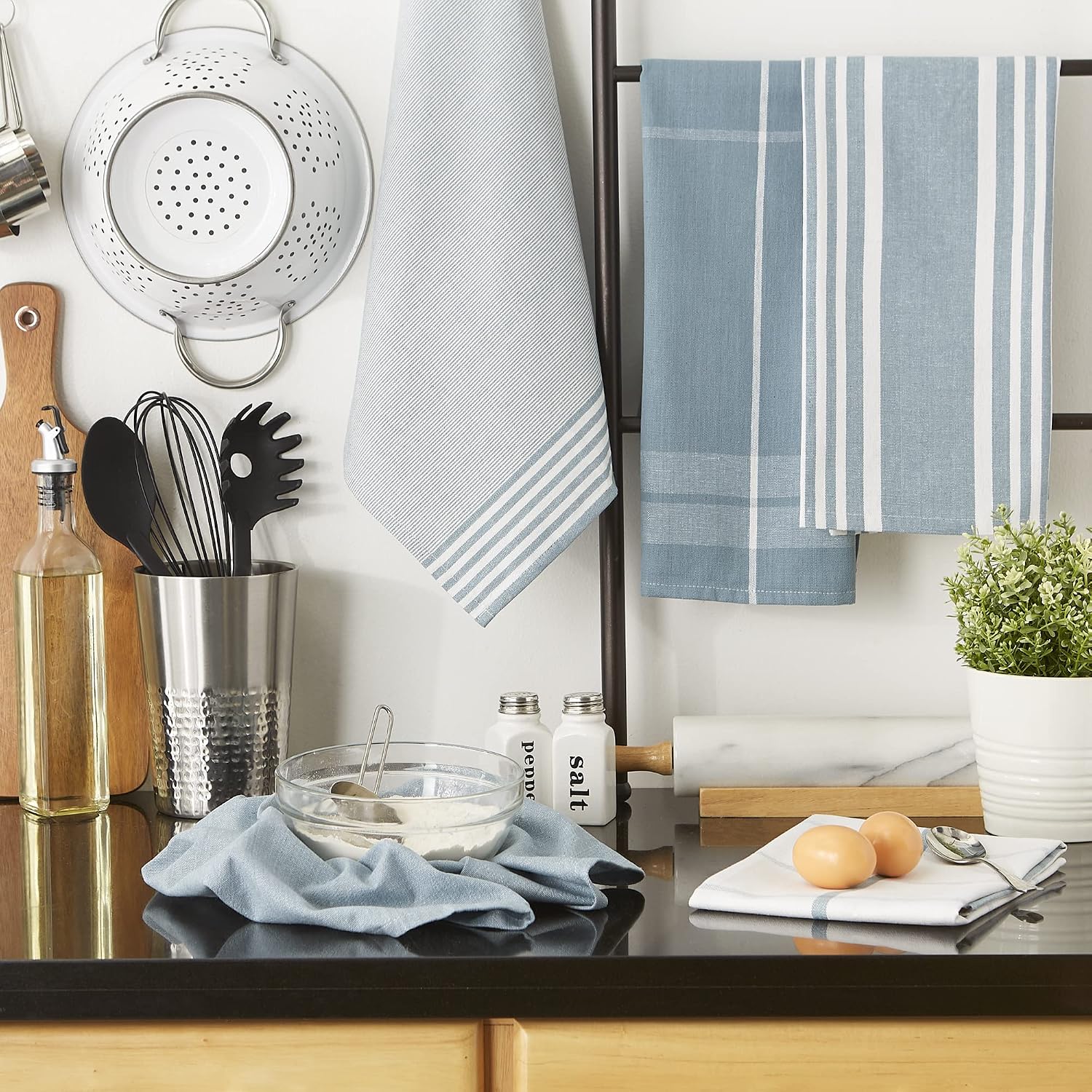 Set de 5 toallas para cocina azul náutico