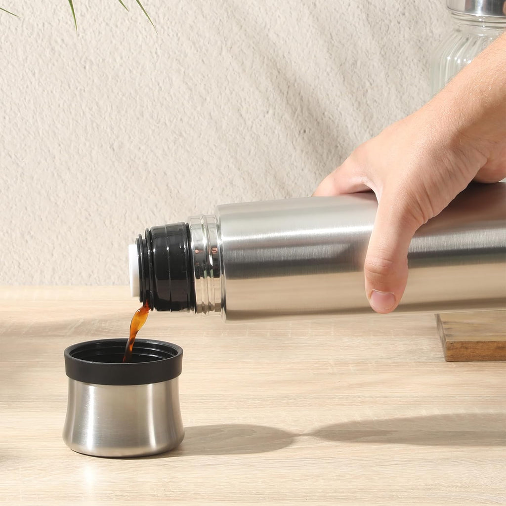 Botella térmica de acero inoxidable Mr. Coffee Silverleaf de 680 ml de doble pared con taza de viaje - Varios colores