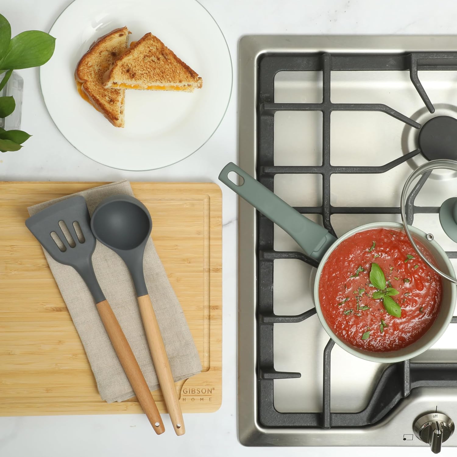 Set de utensilios para cocina de madera y silicona Gibson Home 7 piezas