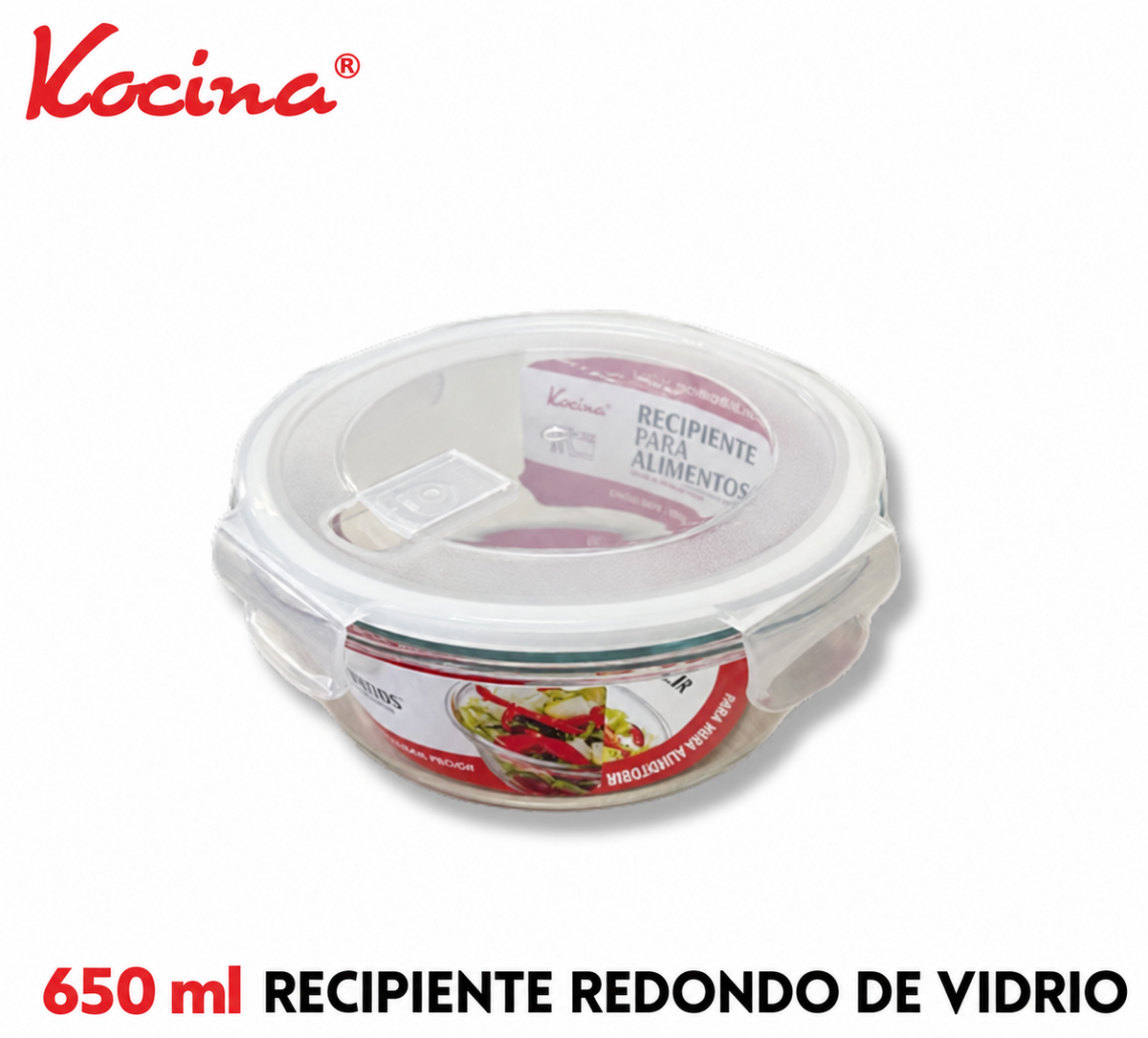 Recipiente redondo de vidrio 650 ml