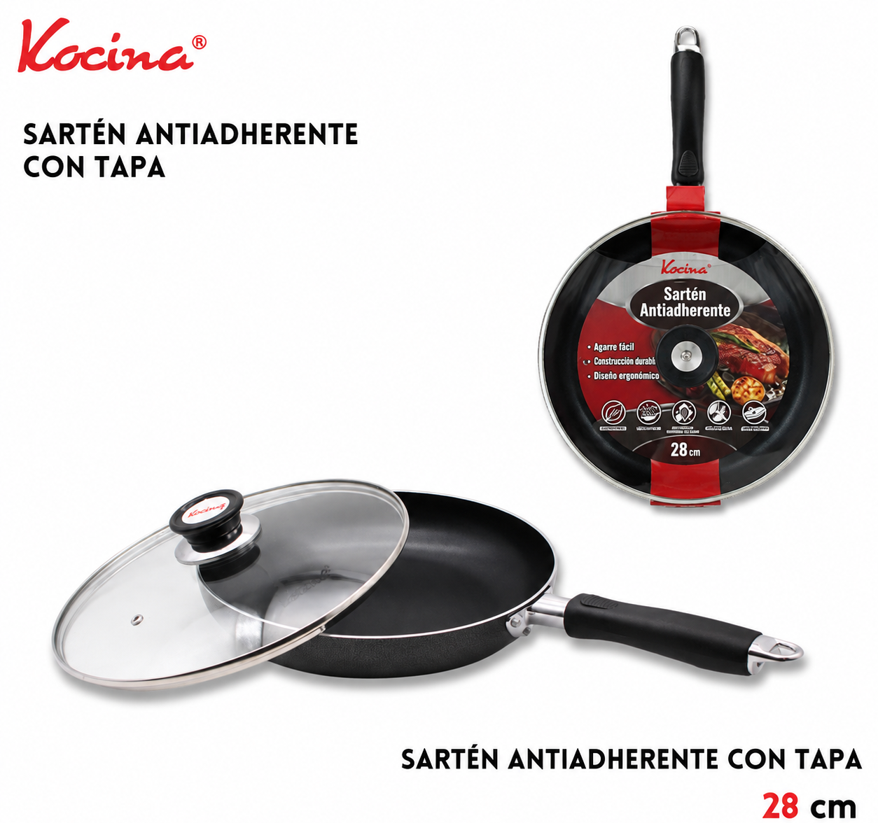 Sartén antiadherente con tapa