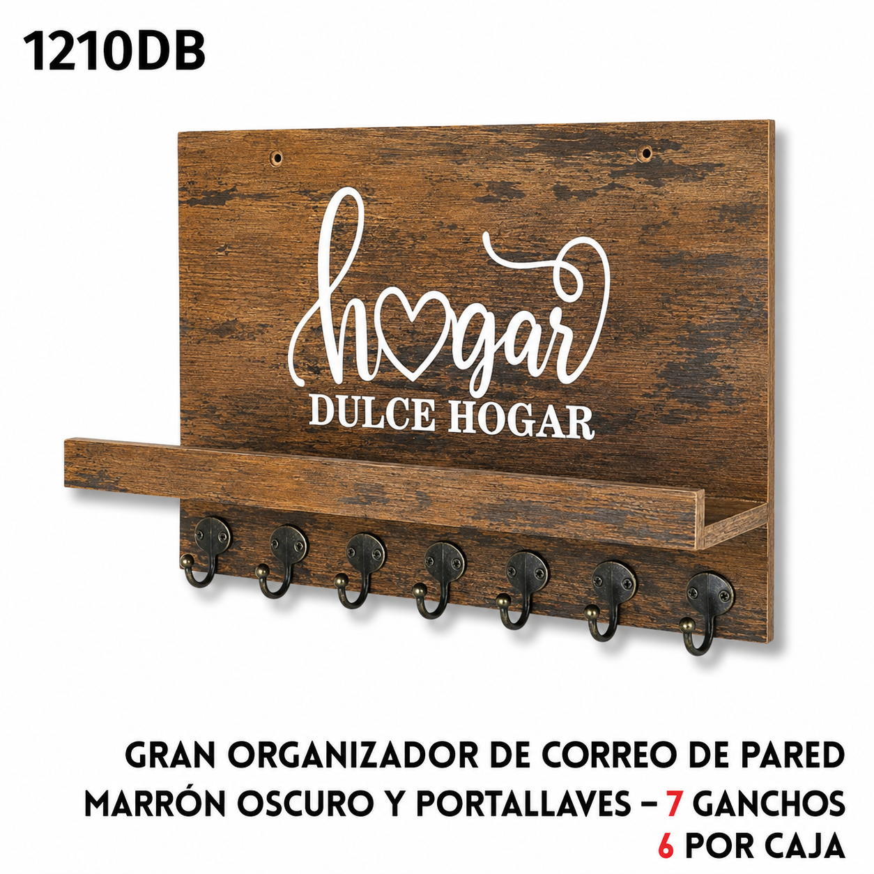 Organizador de correo de pared con porta llaves, varios colores