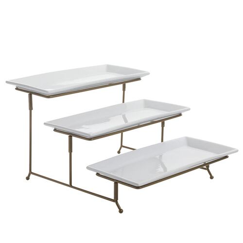 Juego de 3 platos de ceramica con rack de metal Gibson Elite