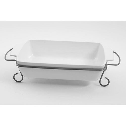 Refractario con rack de metal de cerámica blanco