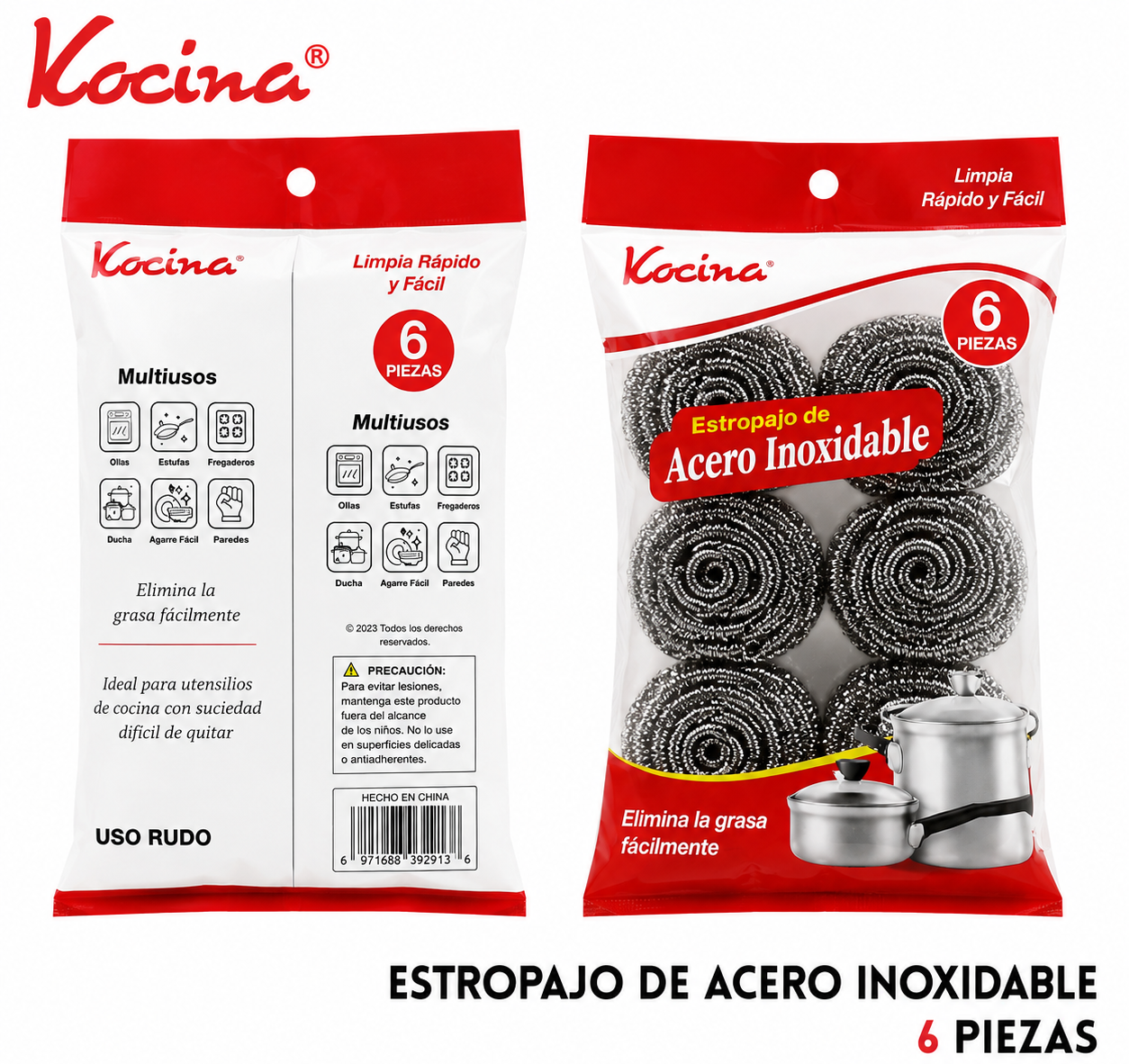 Estropajo de acero inoxidable 6 piezas