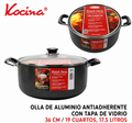Olla de aluminio antiadherente con tapa de 17.5 l
