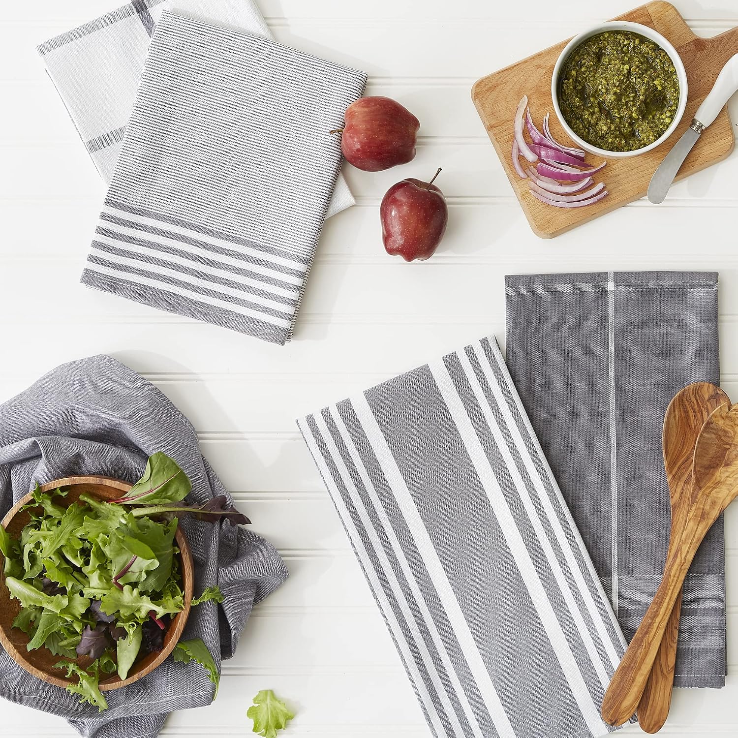 Set de 5 toallas para cocina grises