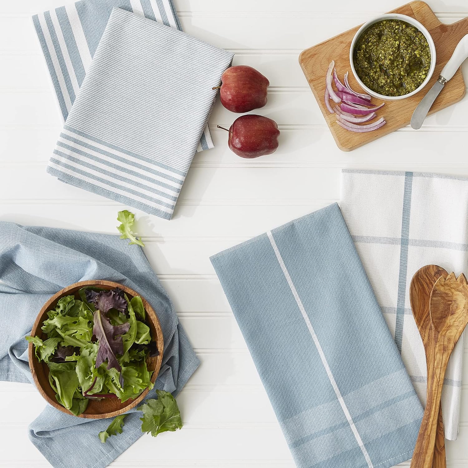 Set de 5 toallas para cocina azul náutico
