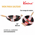 Sartén wok antiadherente de acero 30.5 cm