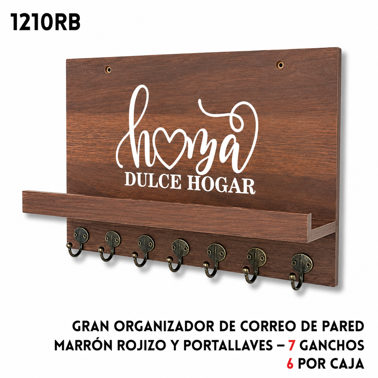 Organizador de correo de pared con porta llaves, varios colores